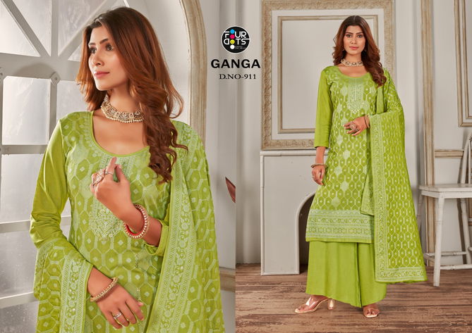 Ganga By Four Dots Pure Muslin Jacquard Designer Salwar Suits Wholesale Market In Surat
